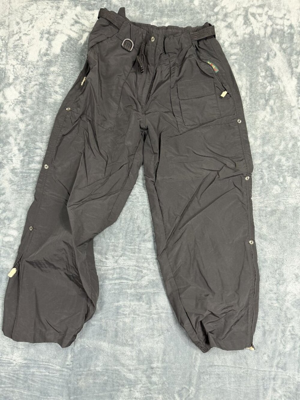 Kayak Womens Black Nylon Cargo Pants Elastic Waist Outdoor S